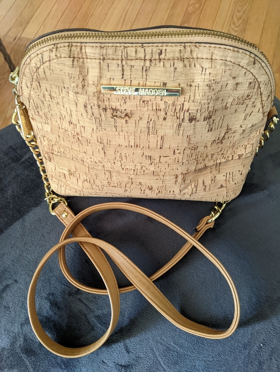 Steve Madden Handbags - Steve Madden Cork-Texture Crossbody in Tan